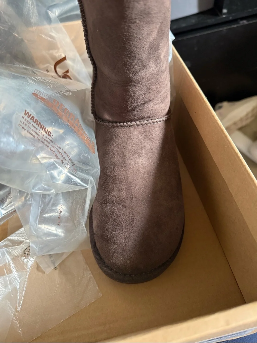 Ugg Chocolate Brown Suede Mid-Calf Boot.